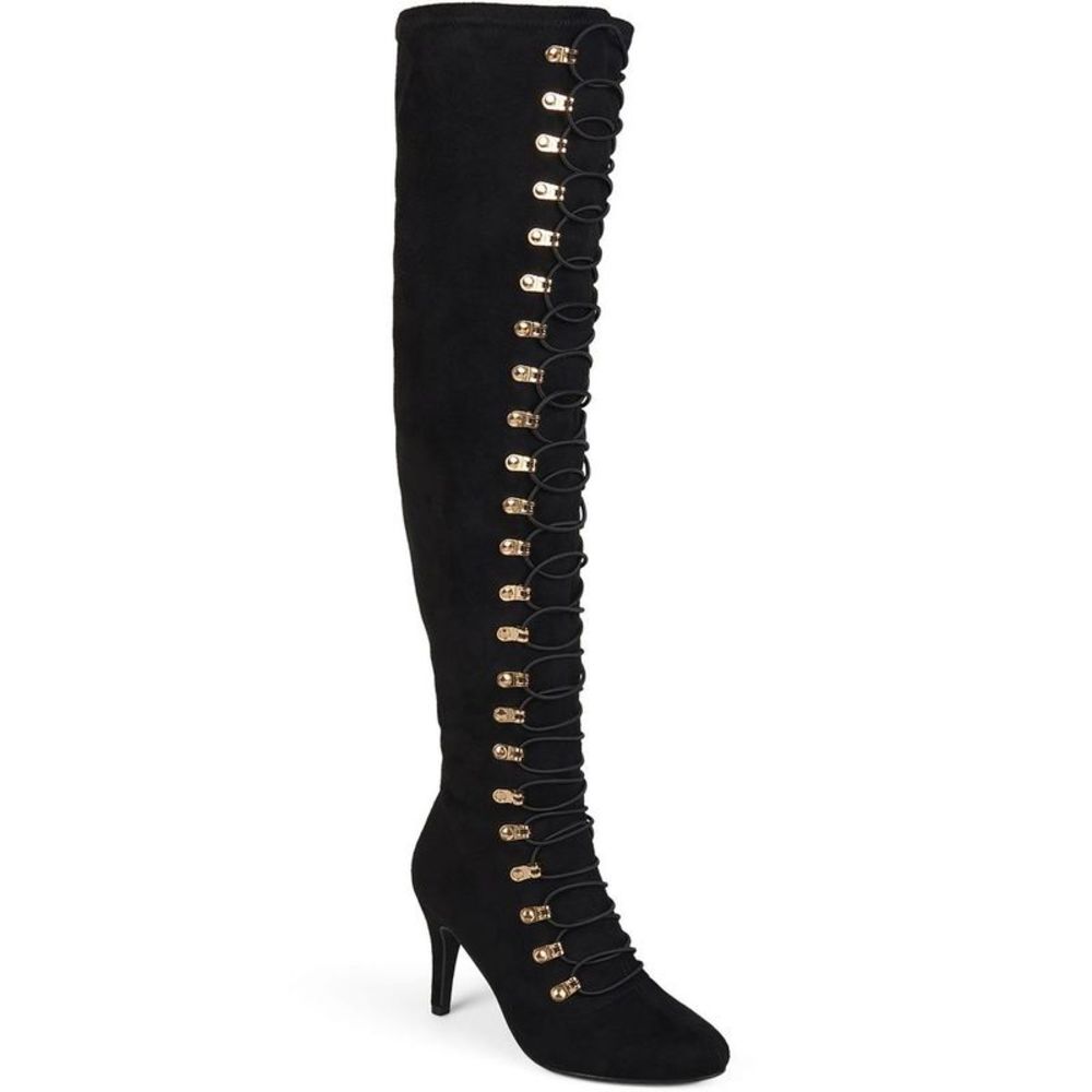 Journee Collection Womens Trill Black Stiletto Over-The-Knee Boots Shoes NWT